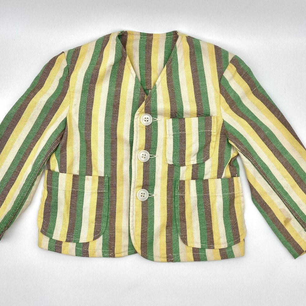 Vintage 1950s Toddler Child Blazer - Hand Sewn - Striped Suit Jacket
